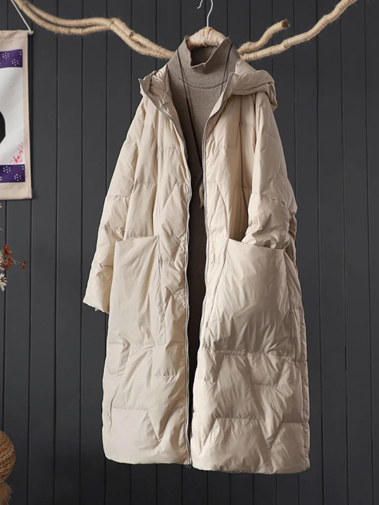 

SEDUTMO Winter Long Duck Down Coat Women Quilted Oversize Fashion Warm Hooded Jackets Autumn Casual Black Pocket Parkas ED1892