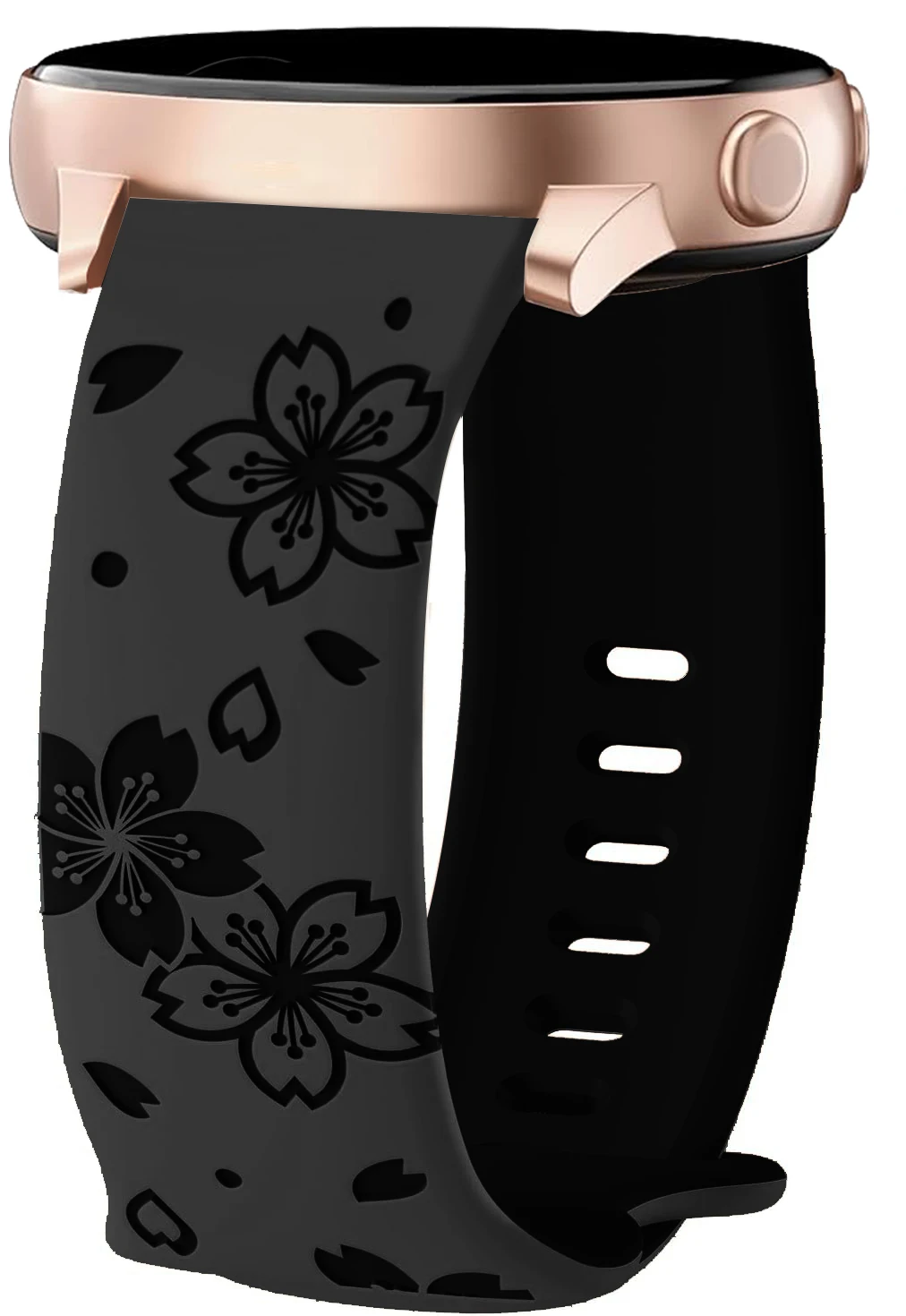 Two-Tone Engraved Silicone Watch Band Strap