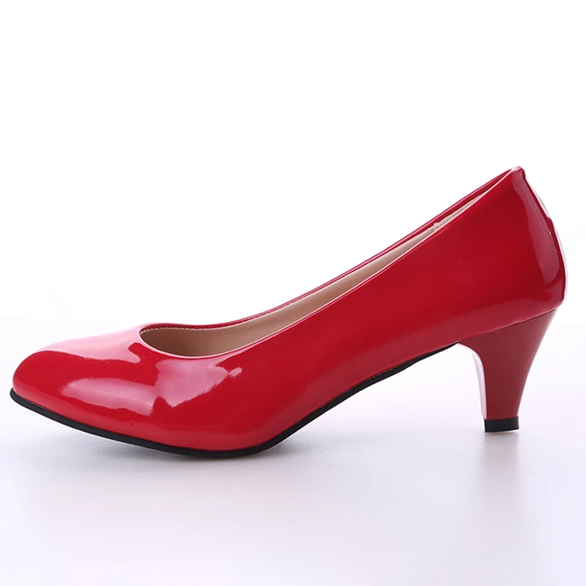 נעלי נשים חדשות בעקבים אלגנטיות בינוניות עם עקב גבוה לנשים, נעלי אופנה עם קדמה מחודדת לנשים במשרד, שחורות לבנות אדומות