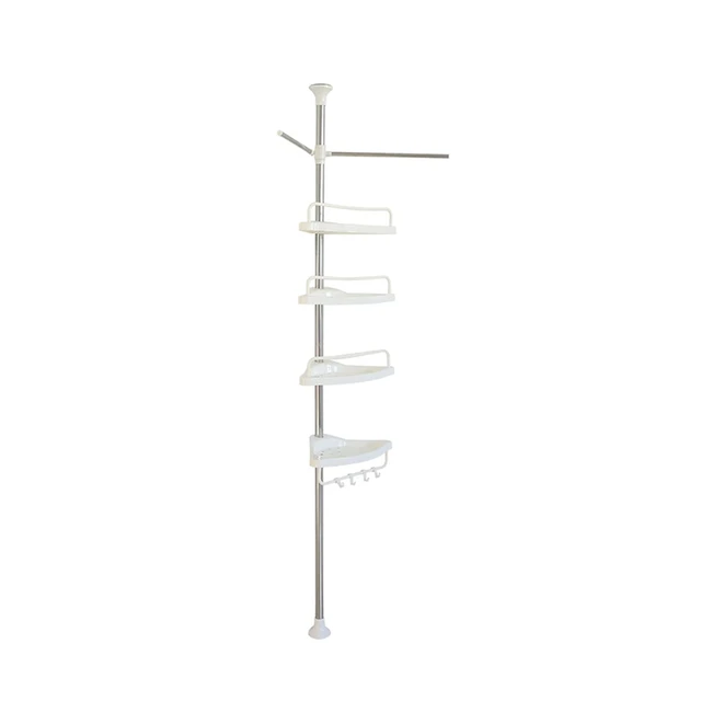 SHOWER POLE CADDY 3 Tier MODERN Telescopic Bathroom CORNER Shelf Rack  Extendable