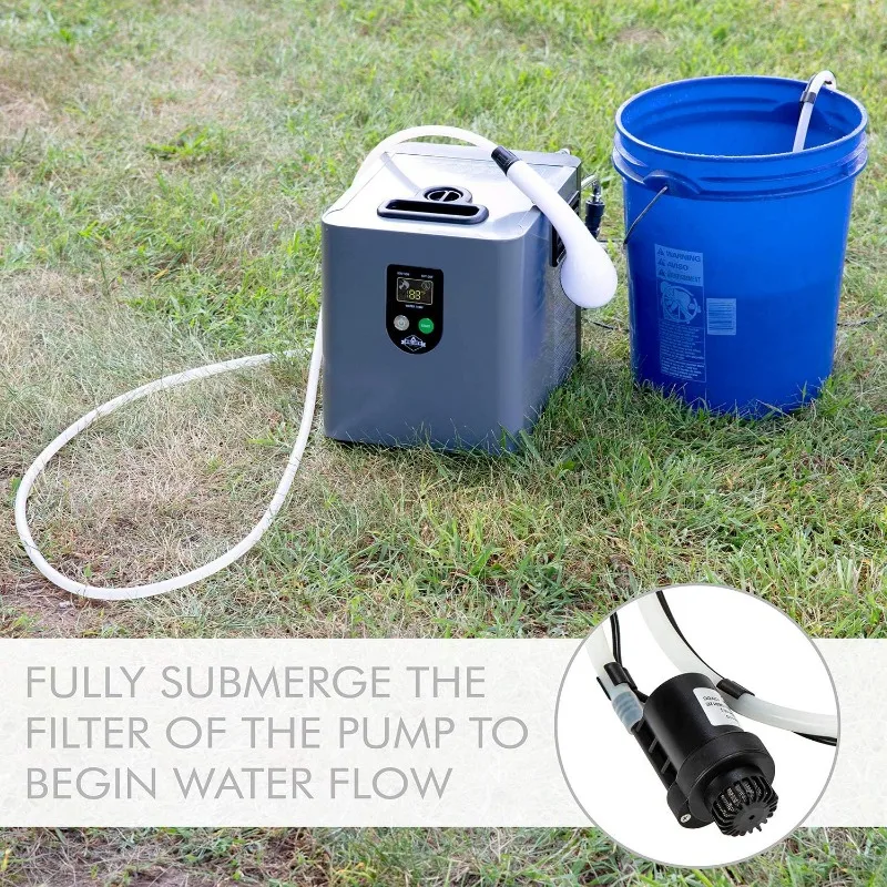 Hike Crew Portable Propane Water Heater & Shower Pump &ndash; Compact Outdoor Cleaning Showering System w/LCD Auto Safety Shutoff