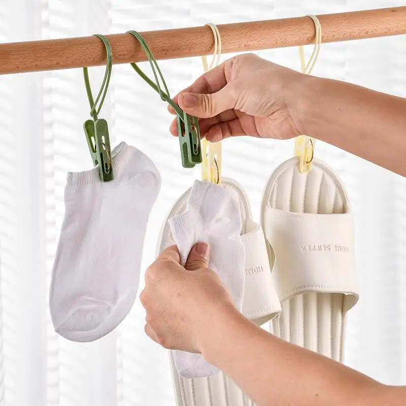 12-pack Hook Clip Clothes Hanger Household Clothesline Strong Small Windproof Clips For Drying Clothes Socks And Underwear