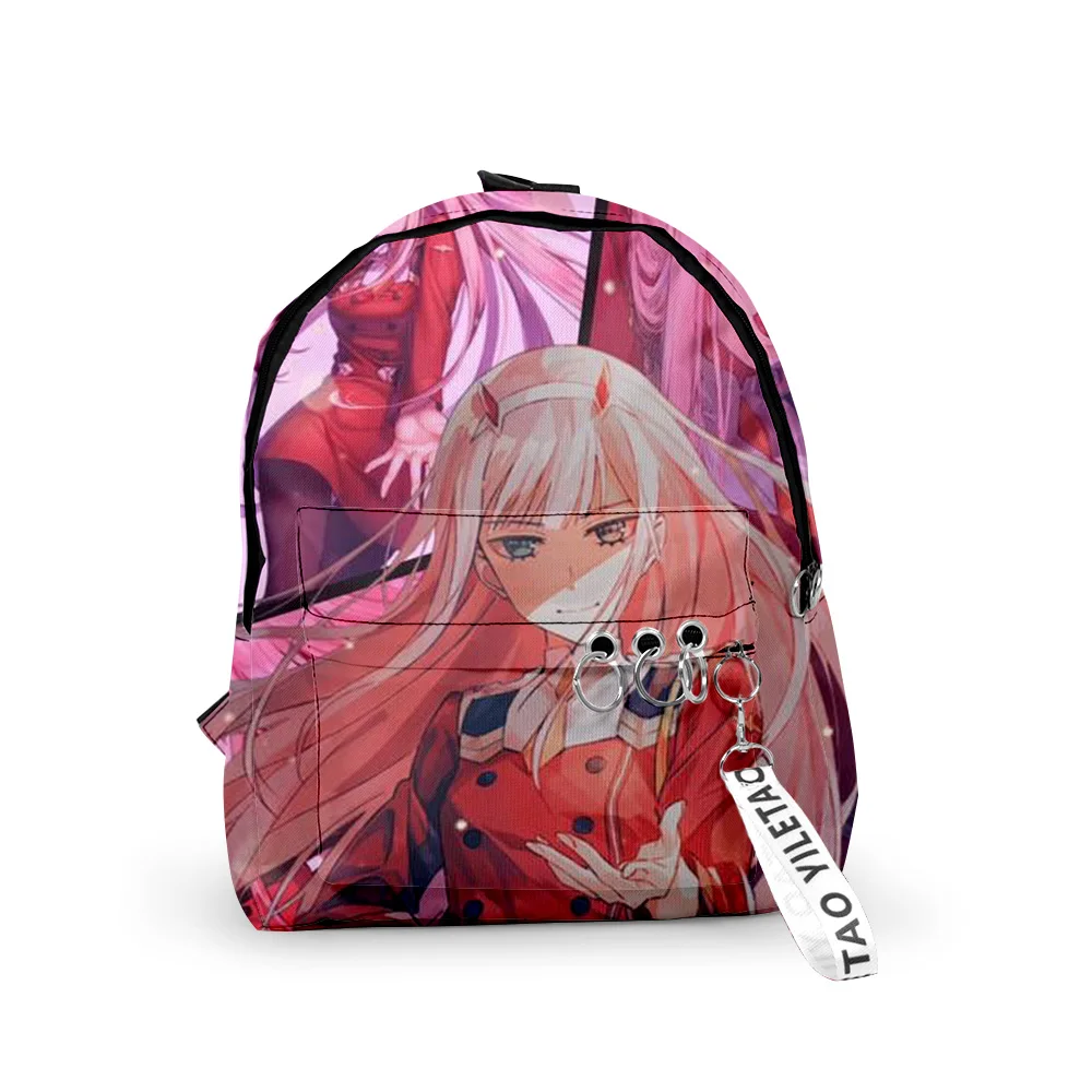 

Модные Молодежные школьные ранцы Zero 2 DARLING in FRANXX, рюкзаки для ноутбука, водонепроницаемые маленькие дорожные сумки с 3d-цепочкой для ключей из ткани Оксфорд