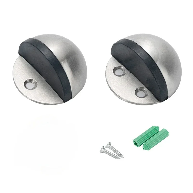 Door Stops Stainless Steel Rubber Door Stopper Non Punching Sticker Hidden Door Holders Floor Mounted Nail-free