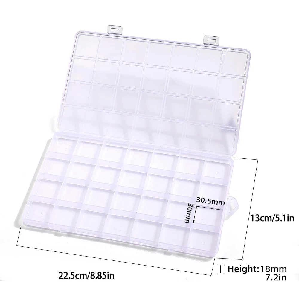 Plastic Jewelry Box 28 Grid Compartment Slot Organizer Storage Beads Container Jewelry Storage Box Rectangle Case Display