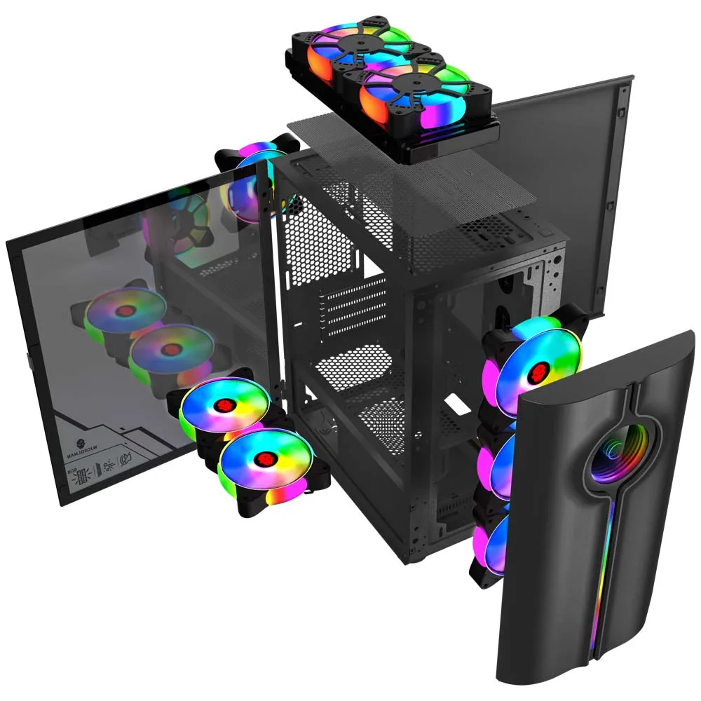 Gaming Computer Case with 4Fan Positions 240 AIO Support M-ATX/MINI-ITX Panoramic Version WJCOOLMAN Unlimited Player