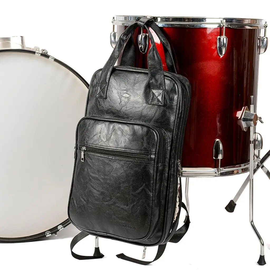 Drum Sticks Drum Accessories PU Leather Drum Stick Drumsticks Bag Carrying Case Parts Accessory Drum Stick Gig Bag Handbag Backpack Music Score Book