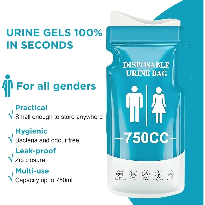 Single 750ml Urine Bag 10PCS for Elderly Women and Boys