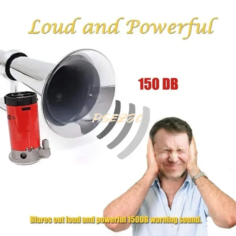 Car Siren Horn Car Air Horn Air Horn Car Air Horn 12V Alloy Long Tube 17 Inch Electric Single Tube Air Horn Modified for Marine and Truck Use