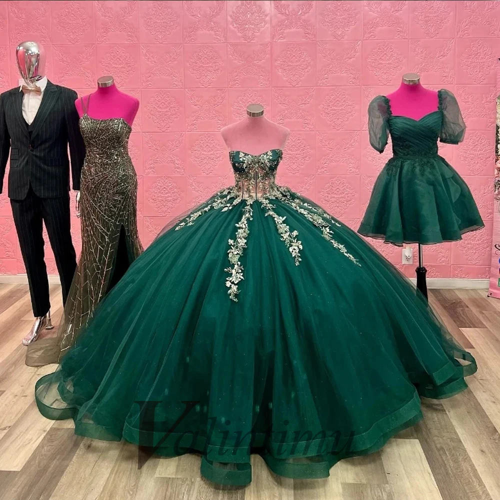 Valintimu Classic Sleeveless Quinceanera Dresses for Girl Lace Appliques Ball Gown Tulle Robe Quinceanera Rouge Customized