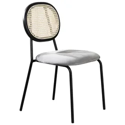 Silla de comedor de ratán para el hogar, mueble nórdico de madera maciza, mesa de comedor de diseñador europeo, respaldo Retro, para estudio