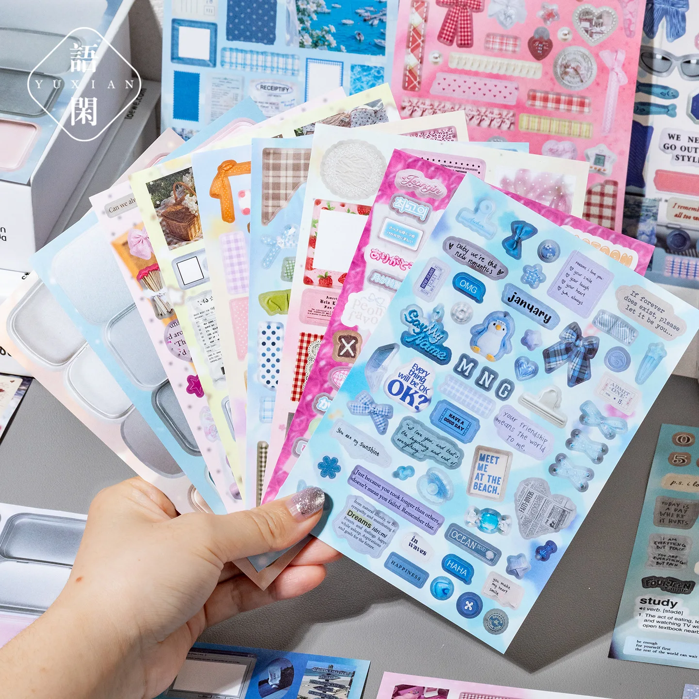 20 adesivi per album, materiale creativo, adesivi con testo in inglese, fai da te, scrapbook, cancelleria estetica - immagine 2