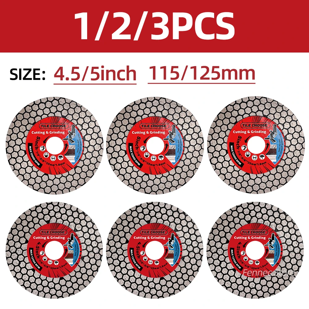 

Diamond Saw Blades for Angle Grinder, Tile Blade for Smooth Cutting Porcelain Ceramic Granite Marble Tile (4.5", 5") 1/2/3PCS