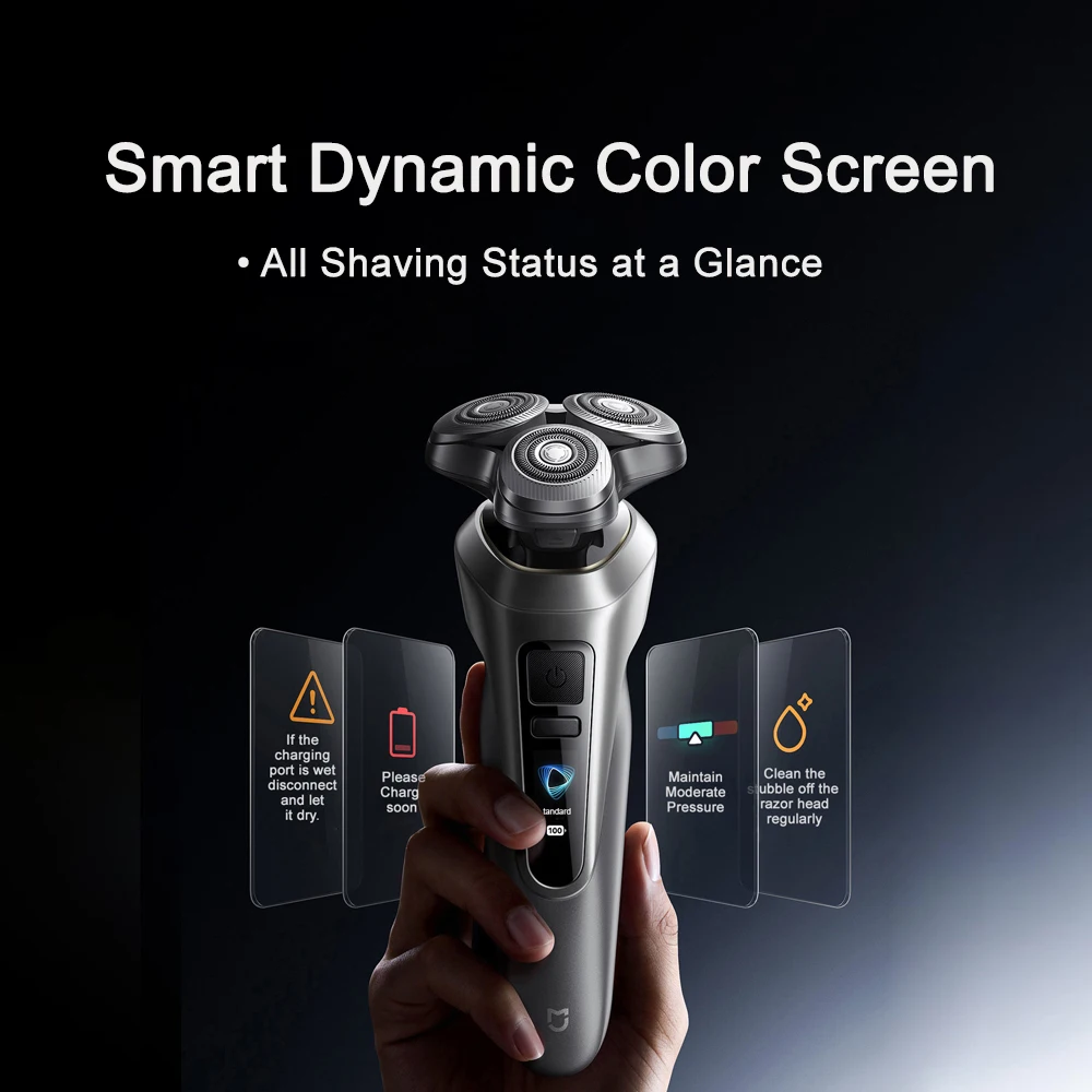 미지아 전기면도기 프로 ? 듀얼 링 락, 360도 °   플로팅 헤드, 스마트 컬러 디스플레이, IPX8 방수(습식 및 건식), USB-C, 롱 배터리 면도기