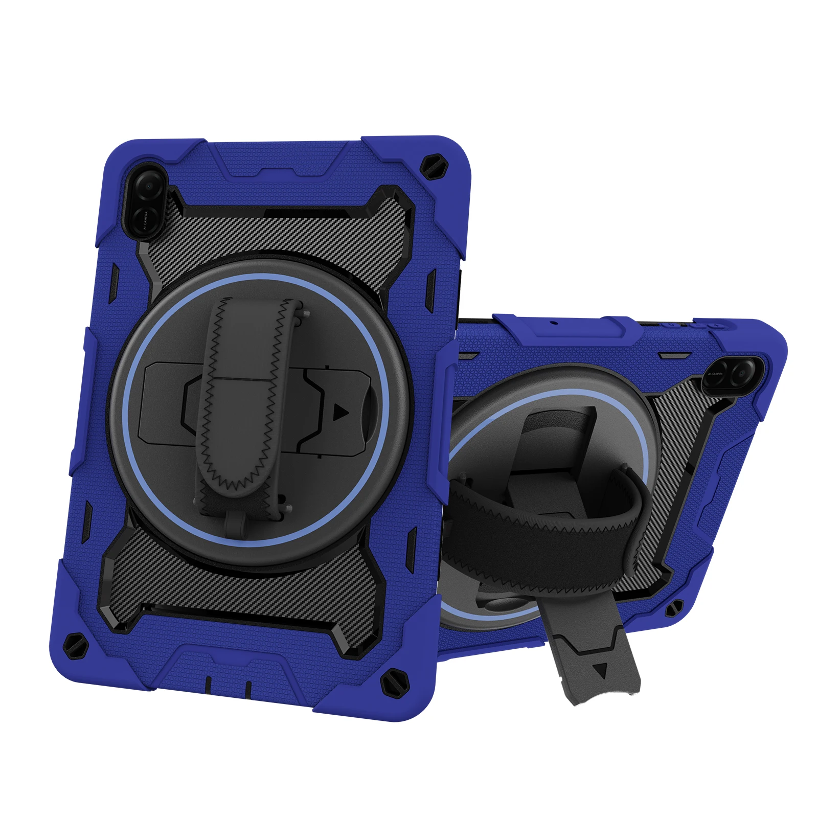 Durable Armor Stand Tablet Case with 360° Rotatable Hand Strap and Multi-Layer Shockproof Protection