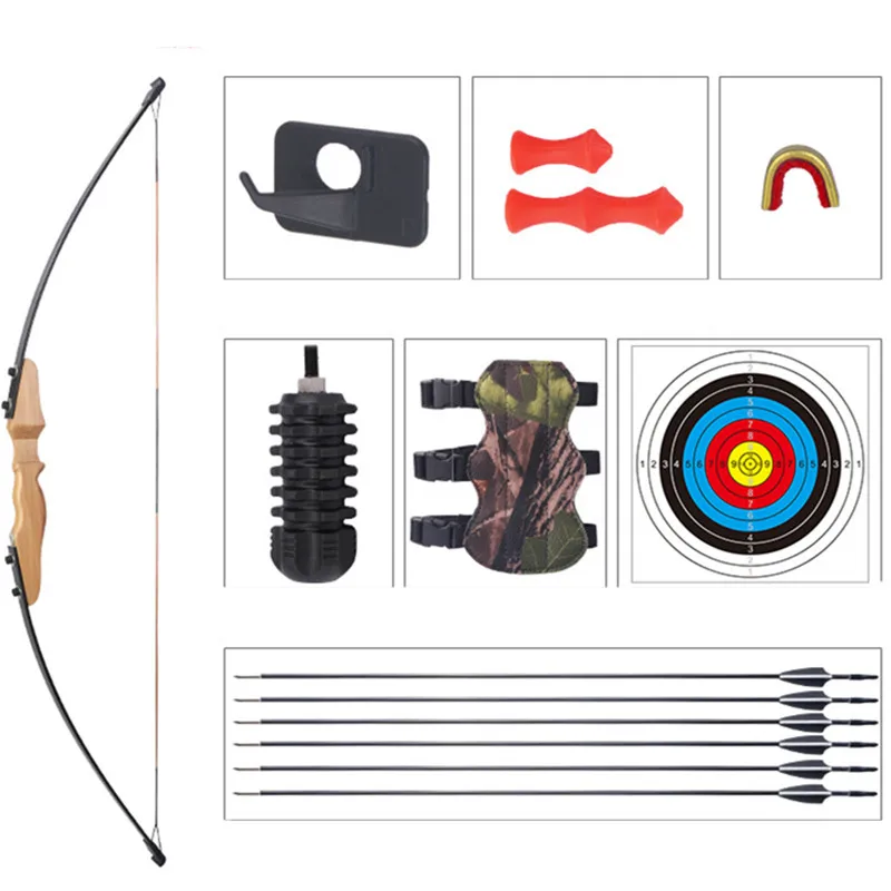 

American Hunting Bow and Arrow Set, Takedown Bow, Recurve Archery, Target Shooting Bow, Straight Bow, Arc Wooden Bow, 30, 40LBS