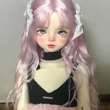 1/4 BJD MSD MDD Mohair Wig, Light Pink Toys Doll Wavy Curls Free Shipping
