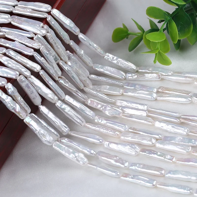 

Wholesale 5-6mm natural freshwater white irregular shape rectangular real pearls strand DIY handmade Jewelry