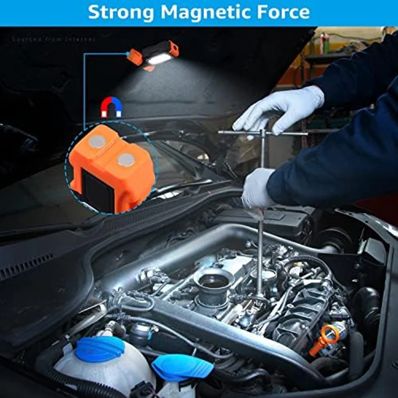 

1 Piece Portable LED Work Light, Hanging Hook & Magnetic Flashlight As Shown ABS+Rubber Pocket Work Lights