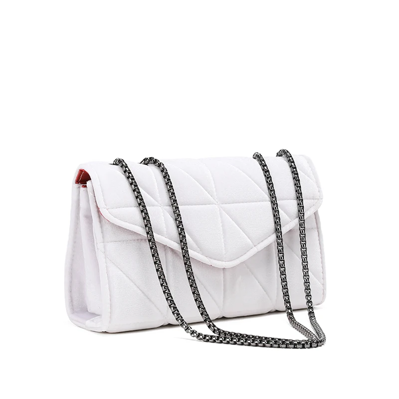 Luxury Designer Bags White Women Leather Chain Crossbody For Handbags Shoulder Messenger Female Velvet Clutch |