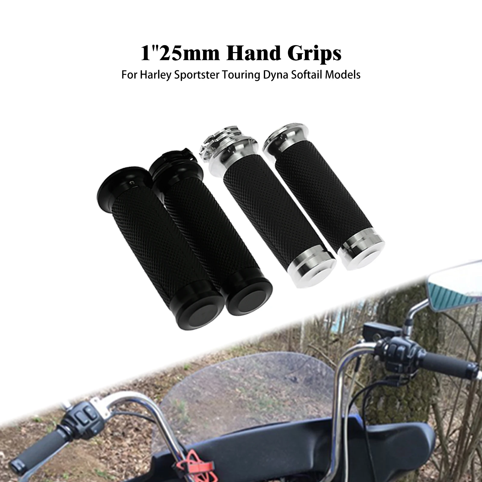 

Motorcycle 1" 25mm Hand Grip Handle Bar Grips For Harley Touring Sportster 883 1200 XL XR VRSC Dyna Softail Road Glide