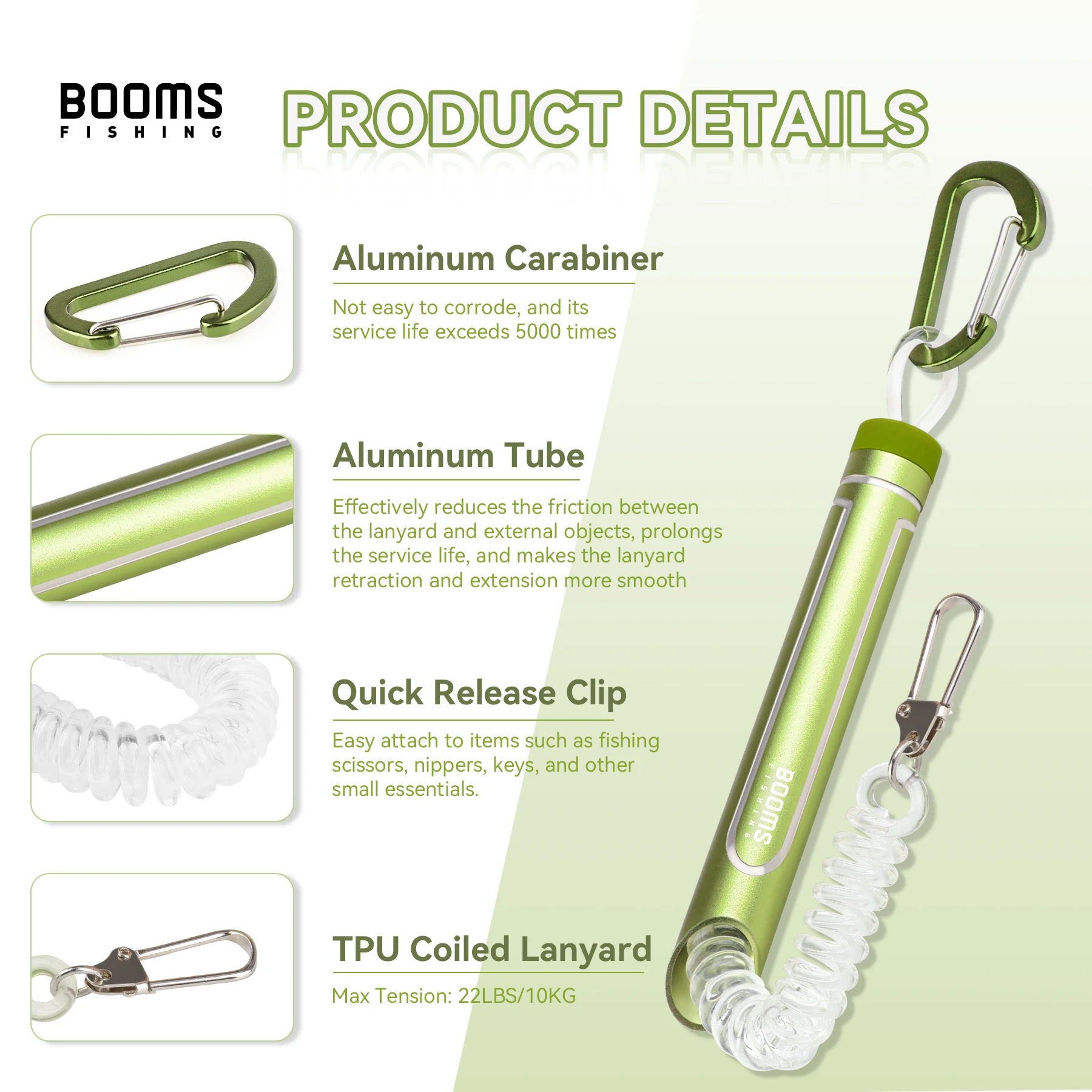 Description Picture 4 of itemBooms Fishing T09 Tubular Buckle Scalable Elasticity Safety 80CM Lanyard For Outdoor Fishing Retention Rope Tool Accessories