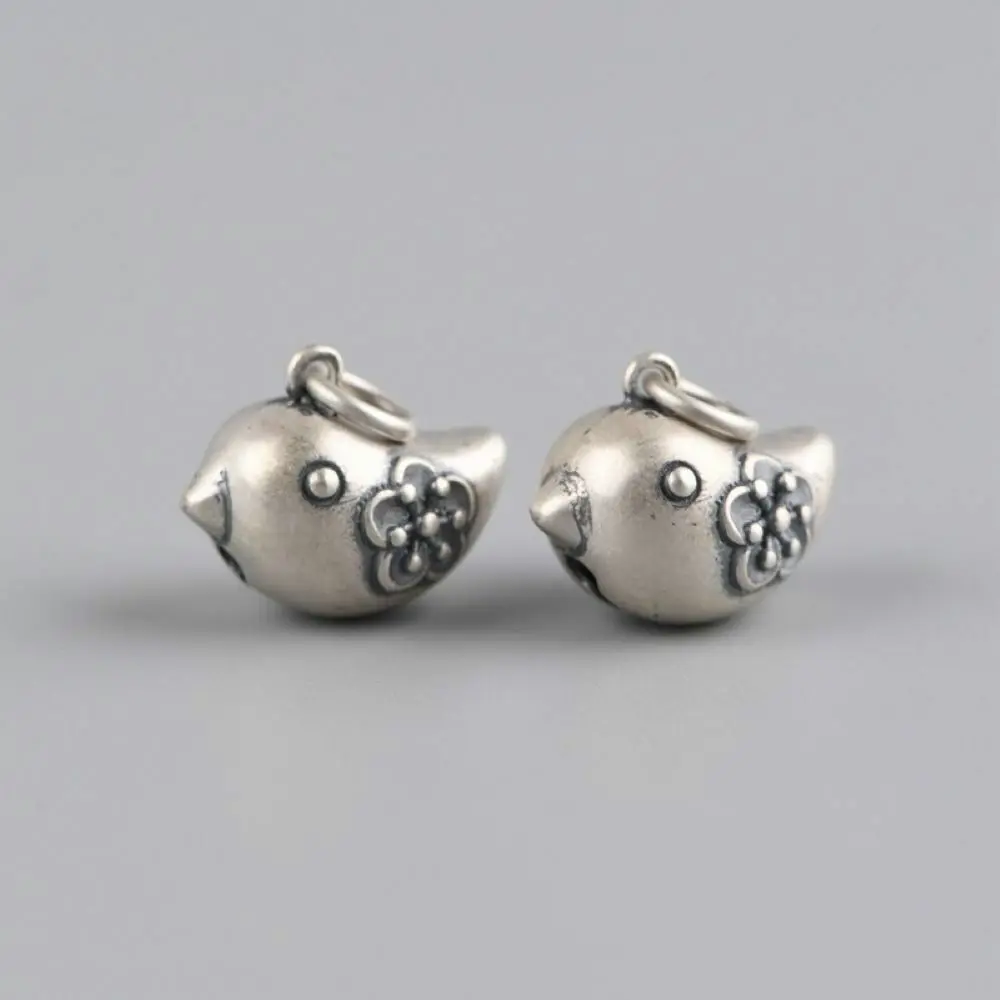 

2pcs/Lot Solid 925 Sterling Silver Lovely Bird Bell Charm Pendant Fine Jewelry
