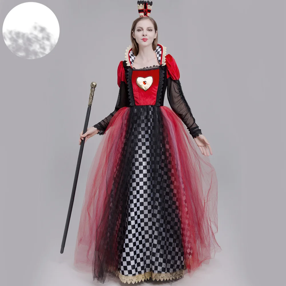 

Cosplay Costume Queen Of Hearts Costume Adult Female Dress with Headwear