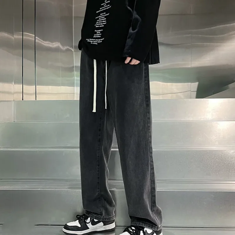 Autumn and Winter New Simplicity Fashion Men's Clothing Splicing Pockets Trend Drawstring Solid Color Versatile Casual Pants