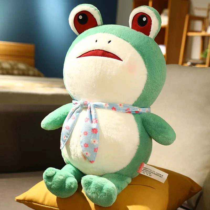 Kawaii Green Frog Plush Toy Soft Plushie Stuffed Frog Figure Carton Animal Doll For Children Christmas Gift