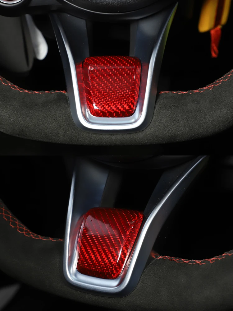 Per Alfa Romeo Stelvio Giulia 2017/90-19 ABS Rosso/fibra Di Carbonio/nero Opaco Volante Per Auto Trim Frame Sticker Accessori Per Auto