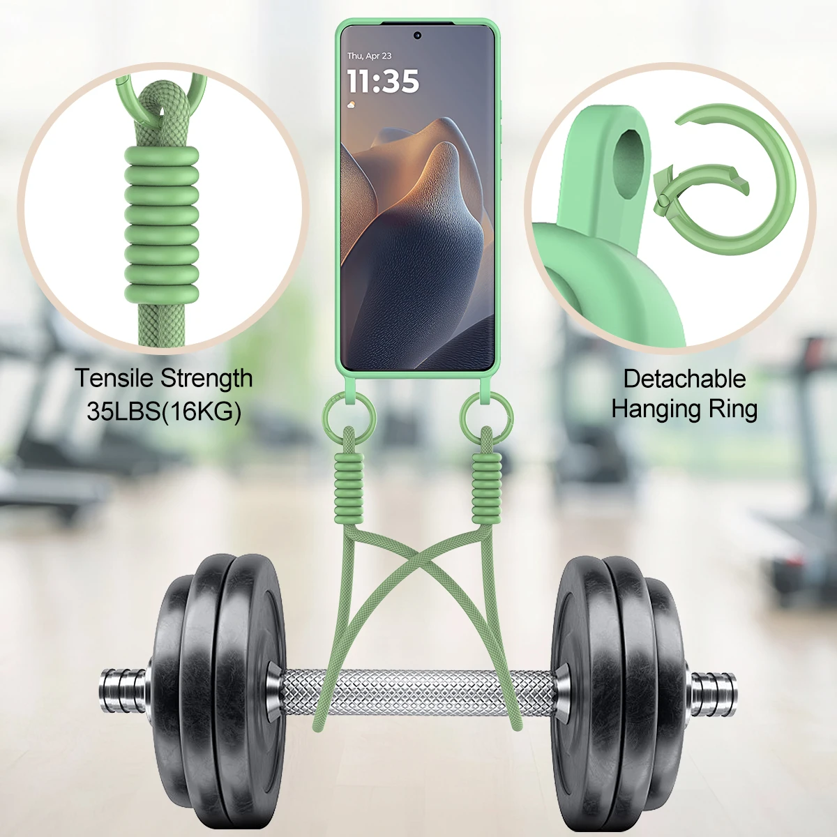 Lanyard Rope Phone Case with Silicone Card Holder and Fall Prevention Cover