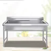Commercial Stainless Steel Large Single-tank Floor-standing Dishwashing Kitchen Sinks for School Canteen Outdoor Washing Sinks 5