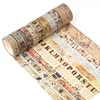 NEW 1PC 10M Decorative Vintage Kraft Script Newspapers Stamps Map Masking Washi Tape Adhesive Stickers Cute Journal Stationery 4