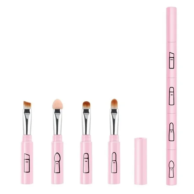 4 IN 1 Multifunctional Makeup Brushes Set Makeup Gadget Detachable Lip Eyeshadow Brush Sponge Eyeshadow Brush for Home Travel