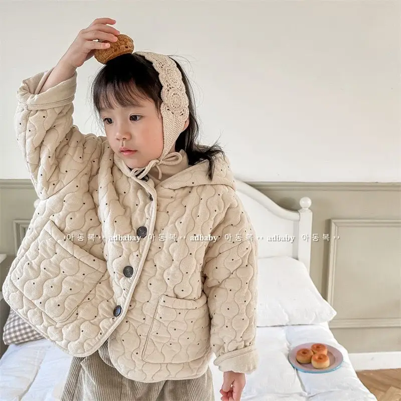2026년 신상 겨울 용 체크무늬 두꺼운 코트 한국 스타일 플리스 안감 어린이 따뜻한 외투 두꺼운 파카