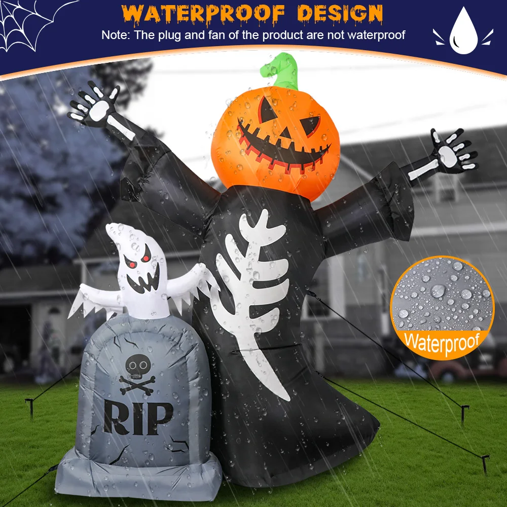 OurWarm Halloween Inflatable Pumpkin Skeleton Tombstone Ghost