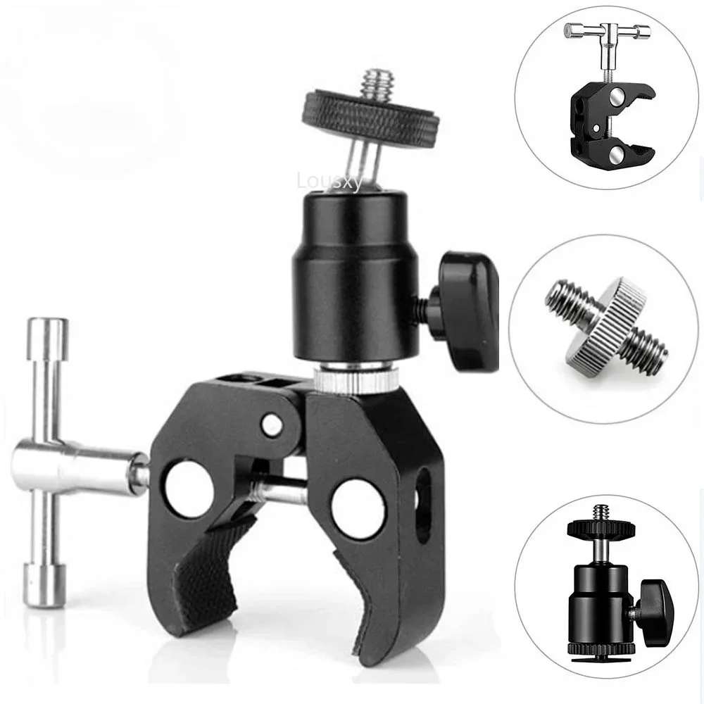 Mechrig Aluminum Camera Super Clamp with 360° RotationMini Ball Head Kit for DSLR GoPro Smartphone Monitor LED Light