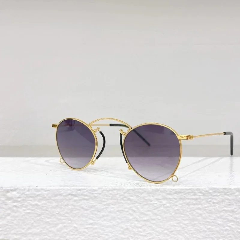 

Модные женские солнцезащитные очки, роскошный бренд, маленькая круглая оправа, высокое качество, титан, персонализированные уличные новые дизайнерские очки UV400