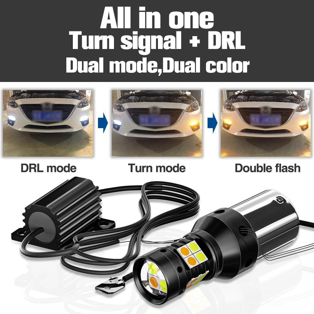 For Jeep Compass MK MP 2006-2020 Accessories 2pcs LED Dual Mode Turn  Signal+Daytime Running Light DRL 2010 2011 2012 2013 2014