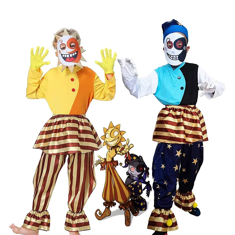 Fnaf Sundrop Moondrop Costume Kids Sundrop Moondrop Costume Sun Moon Clown Cosplay Outfit Costume Di Halloween Bambino