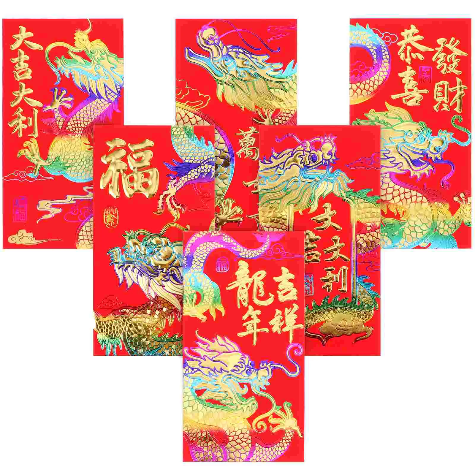 

6 Pcs Dragon Year Envelope New Red Envelopes Wallets Packets Gift 2024 Wedding Favors Chinese