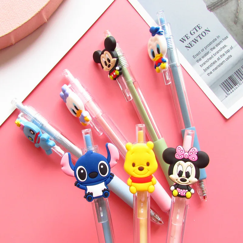 

New 20pcs Disney Cartoon Marka Color Series Winnie Bear Donald Duck Black 0.5mm Neutral Pen Signature Pen Stationery Wholesale