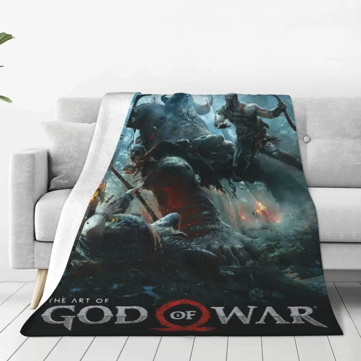 

God Of War Kratos Blankets Flannel Winter Game Cartoon Multi-function Lightweight Throw Blankets for Home Outdoor Bedspread