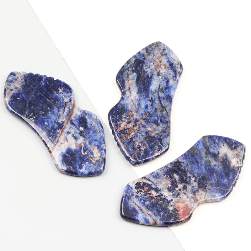Sodalite New Shape Gua Sha Tool Face Massager Skin Care Neck Body Sawtooth Scraping Board Beauty Product 5