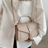Sac à bandoulière minimaliste avec poignée supérieure et rabat pour femme, sac à main carré solide pour documents, design simple, à la mode 2