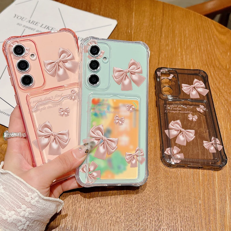 Bow Print Card Wallet Case with Soft Cover