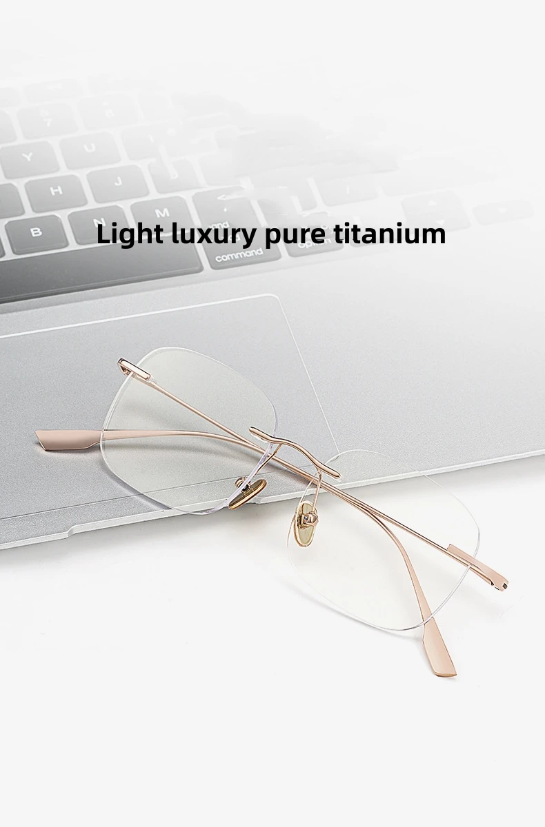 Firada Mode bequeme Brillen Frauen neue Vintage Titan randlose Brillen optische Brille Rahmen für Männer 1136 – Detail 6