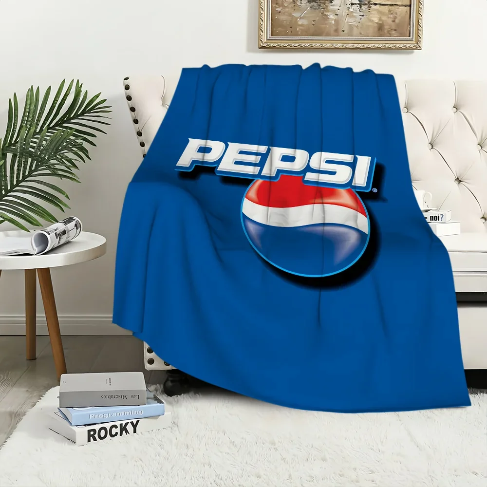 Fashion Art P-pepsi C-cola Logo Blanket Plush Nap Sofa rug for Living Room Warm Office Bedroom Birthday Home Travel Kid Gifts 5