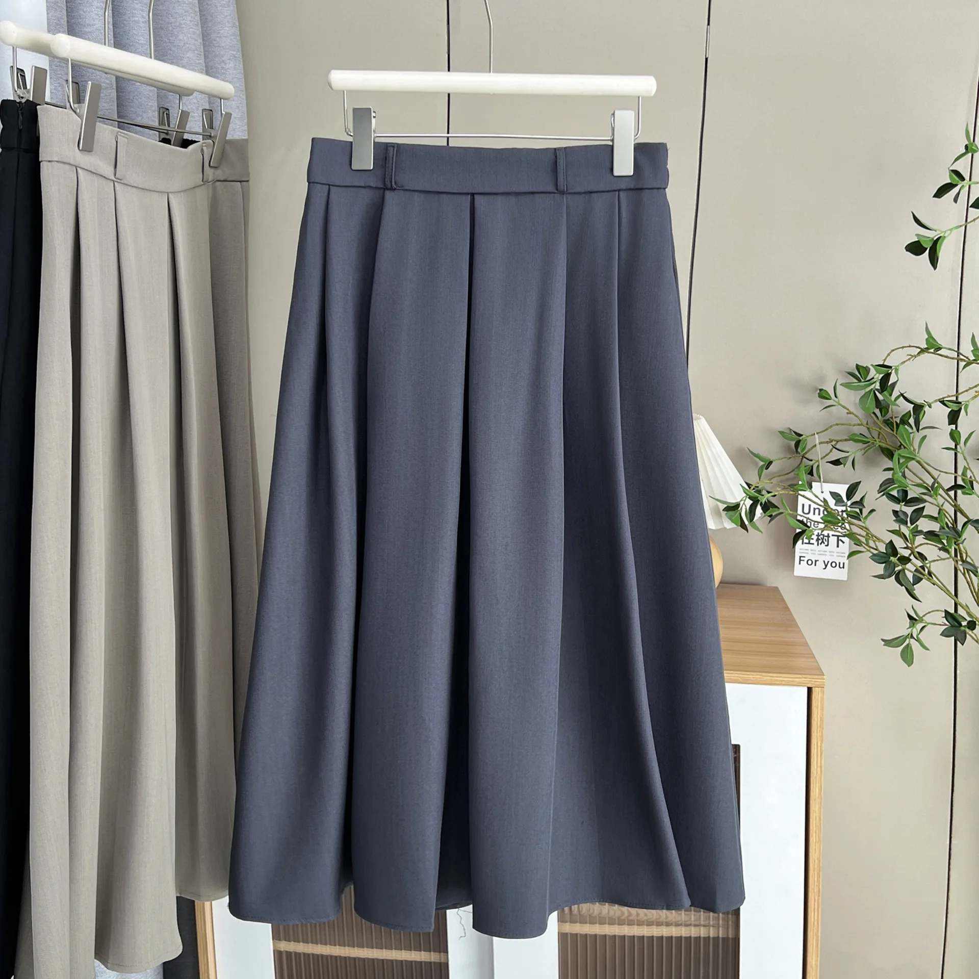 XXXXL Fashion Plus Size Women's Skirts Autumn New Preppy Style high-waisted Pleated Elegant A-line Skirt
